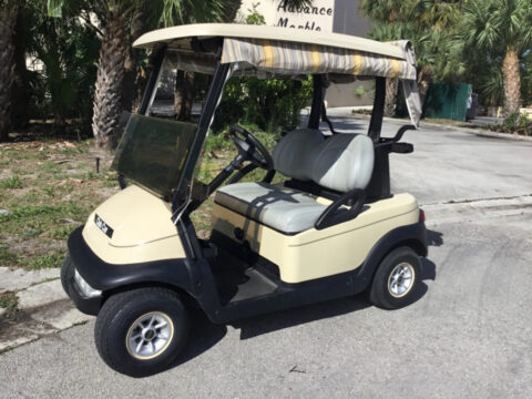 2009 Club car tan Precedent 2 Passenger seat Golf Cart Cabana fast Lithium for sale