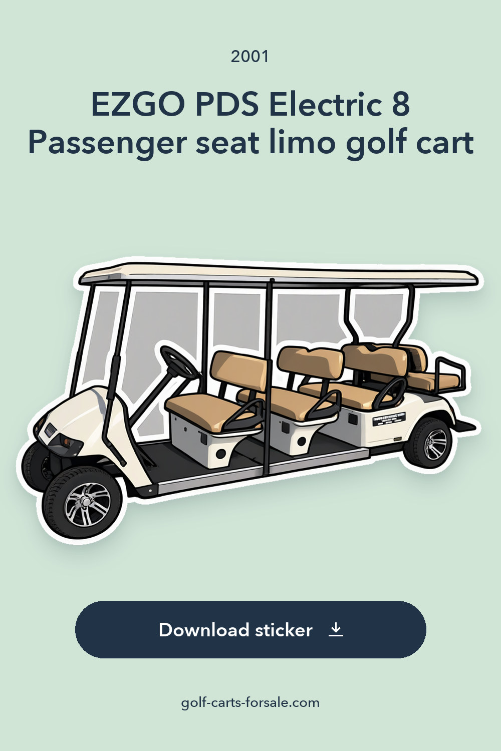 2001 EZGO PDS Electric 8 Passenger seat limo golf cart sticker preview