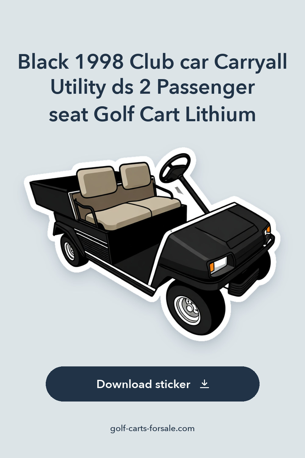 Black 1998 Club car Carryall Utility ds 2 Passenger seat Golf Cart Lithium sticker preview