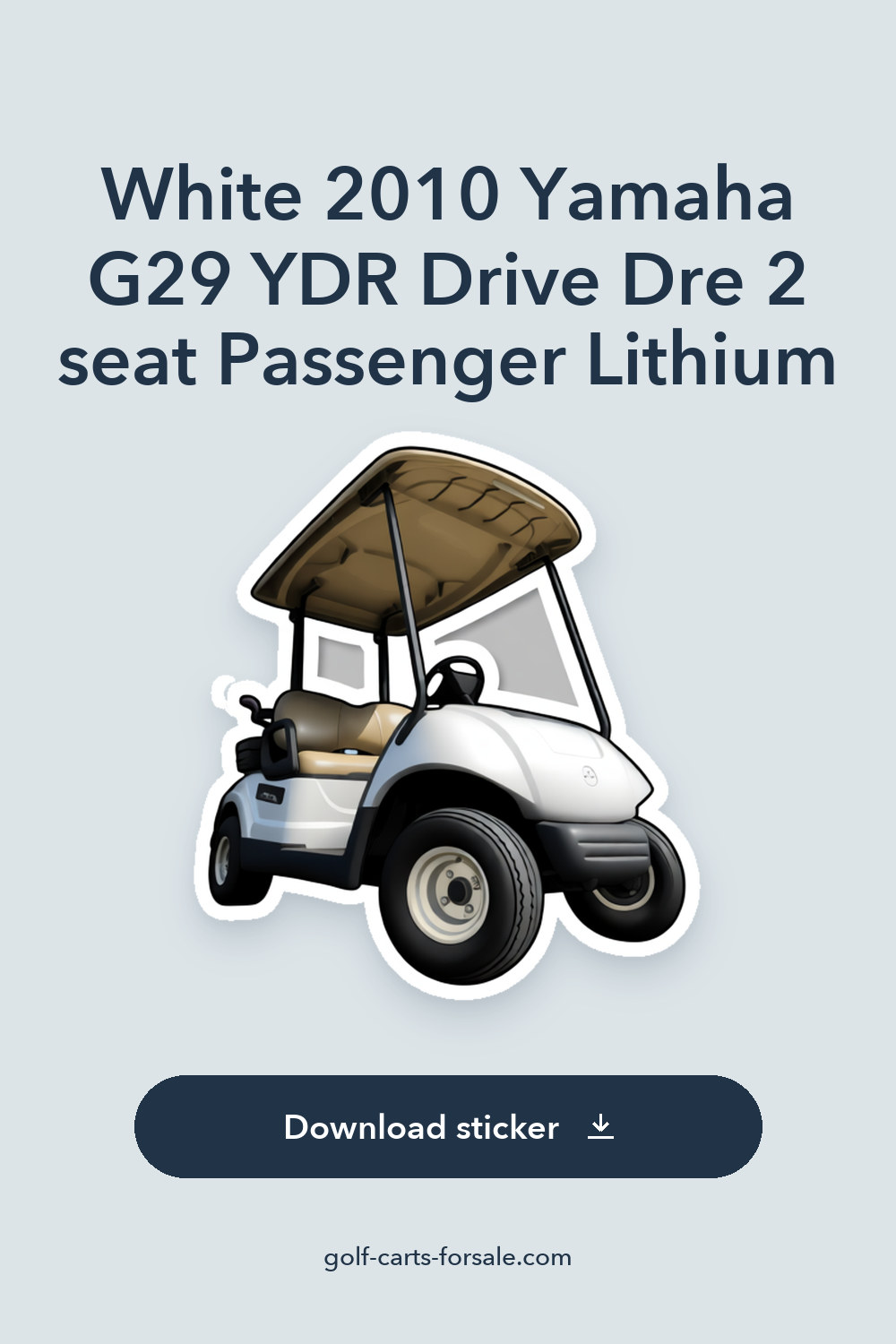 White 2010 Yamaha G29 YDR Drive Dre 2 seat Passenger Lithium sticker preview