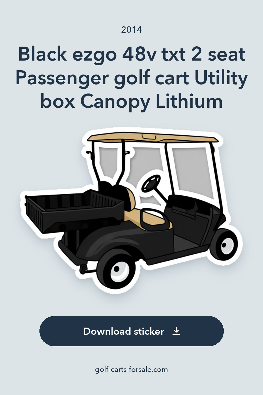 2014 Black ezgo 48v txt 2 seat Passenger golf cart Utility box Canopy Lithium sticker preview