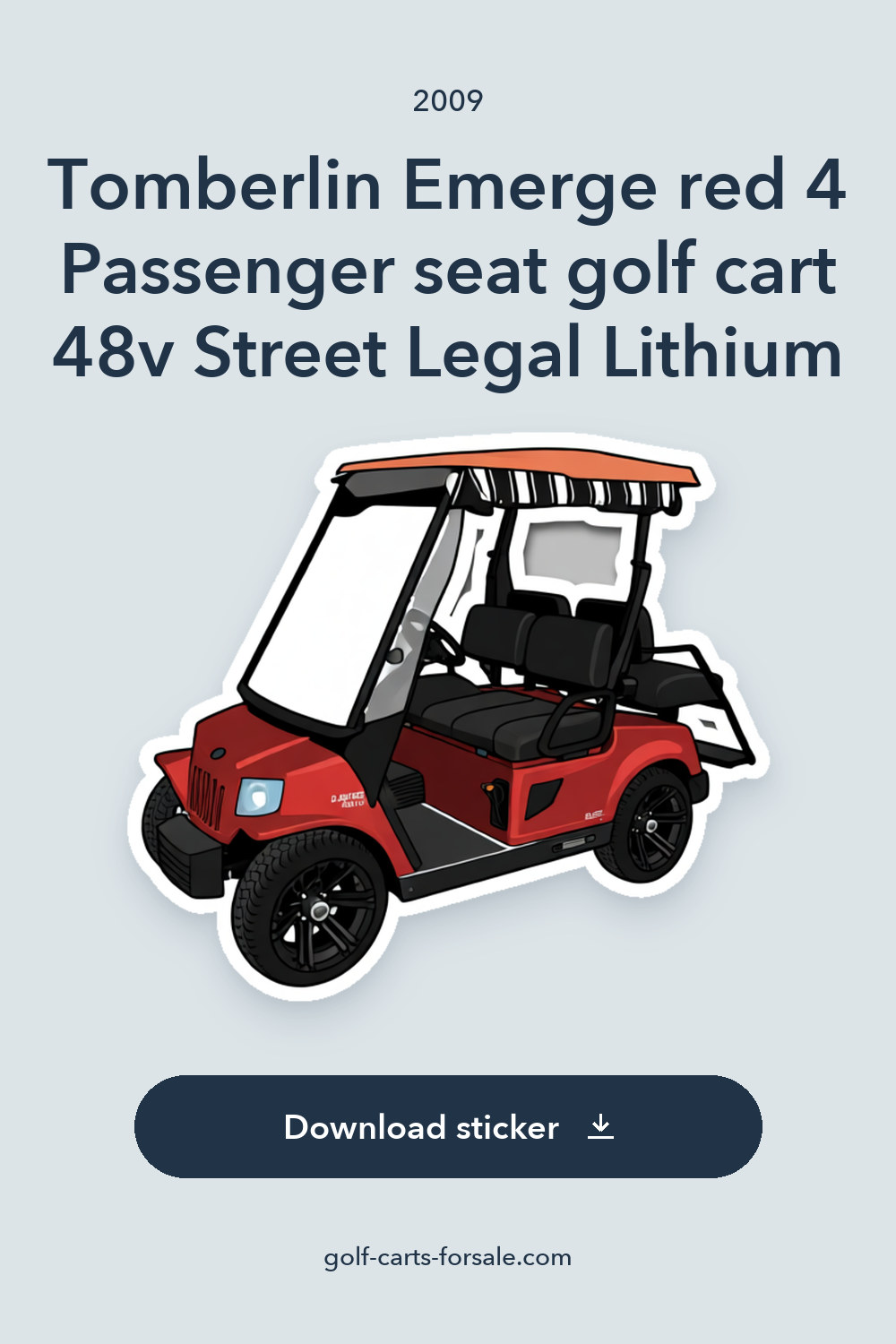 2009 Tomberlin Emerge red 4 Passenger seat golf cart 48v Street Legal Lithium sticker preview