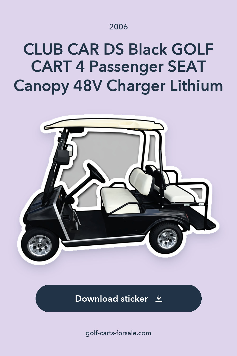 2006 CLUB CAR DS Black GOLF CART 4 Passenger SEAT Canopy 48V Charger Lithium sticker preview