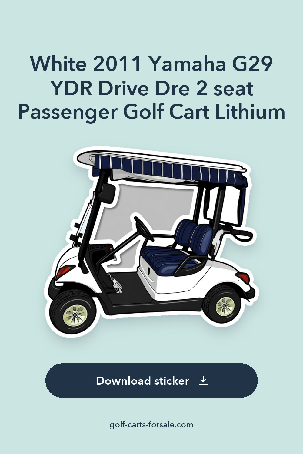 White 2011 Yamaha G29 YDR Drive Dre 2 seat Passenger Golf Cart Lithium sticker preview